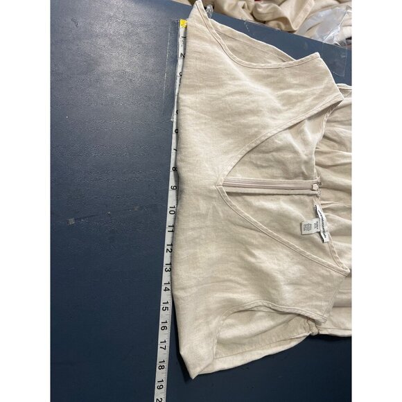 New Linen Blend Jumpsuit Sz 8 Beach Coastal Resort Vacation V-Neck Drawstring - Picture 11 of 16